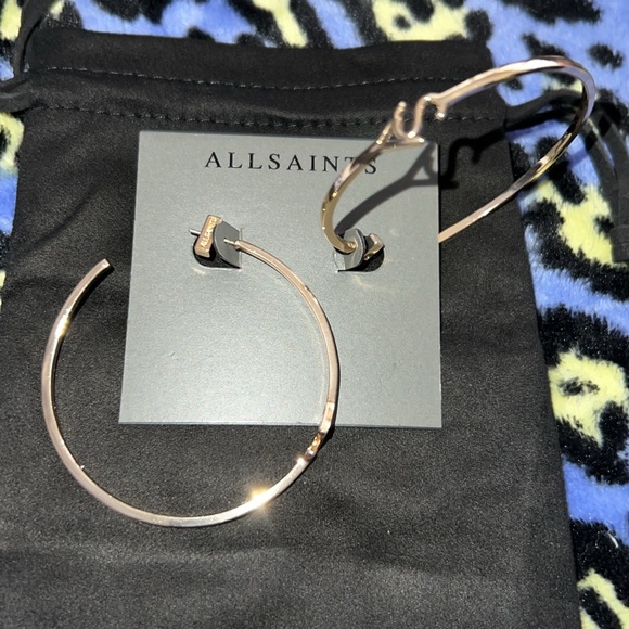 AllSaints Gold tone Hoop Earrings - Picture 2 of 2